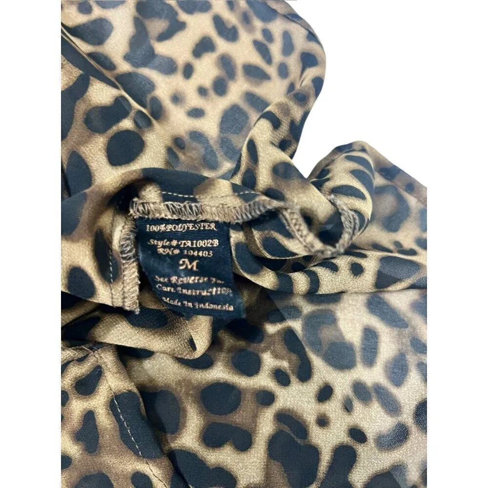 Mine Women's Shear Animal Print Riffled Top - Picture 4 of 6